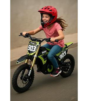 MINIMOTO DE CROSS ELÉCTRICA 36V 1100W RUEDAS  903-12"/10", +10 AÑOS, verde  INDA862--30910